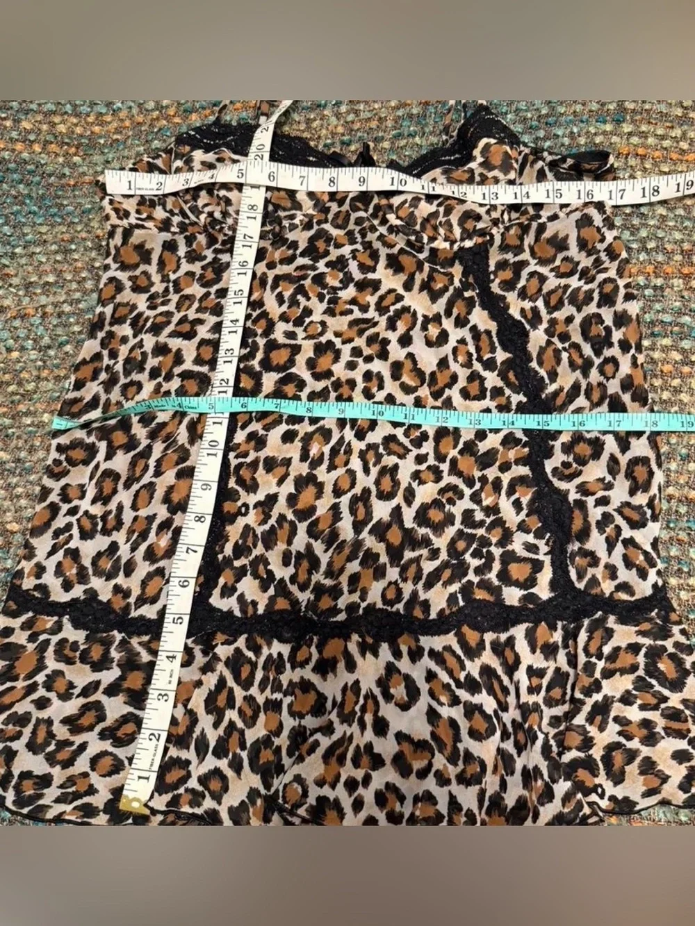 Y2K Leopard Print Lace Trim Cami Baby Doll Dress Mob Wife Baddie Bratz Rock L - Picture 3 of 8